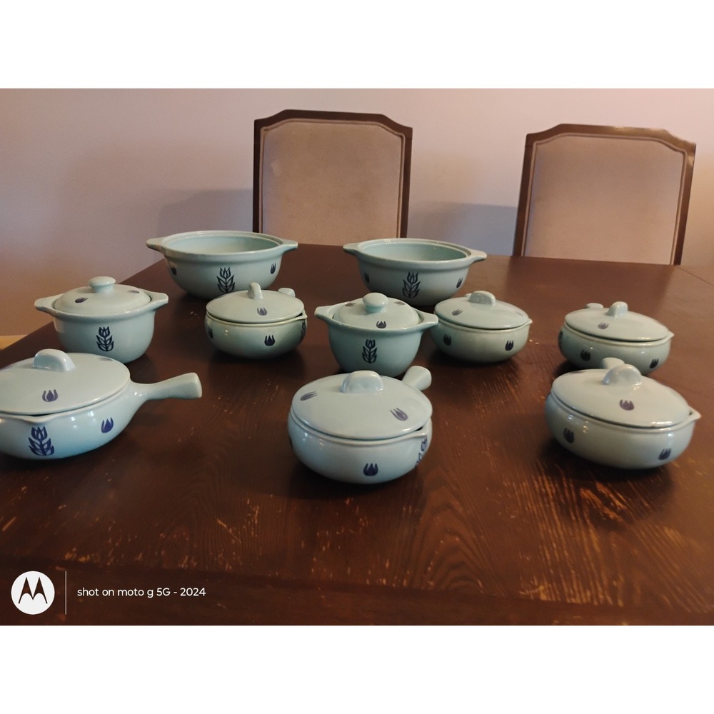 18 piece set Cronin Pottery Blue Tulip Set